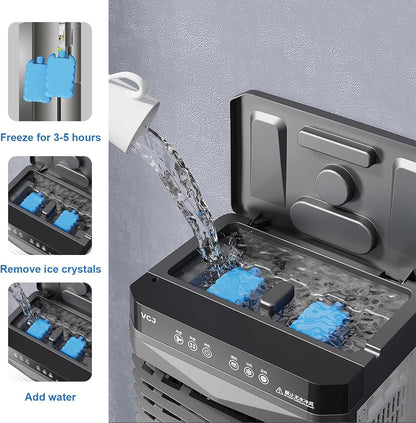 GENERIC Refroidisseur D'air évaporatif, Ventilateur De Refroidissement Portable 3 En 1 Avec Minuterie De 12 Heures, Oscillation à 120 °, Télécommande, Réservoir D'eau 13,2 Gal, 4 Packs De Glace Pour Une Utili