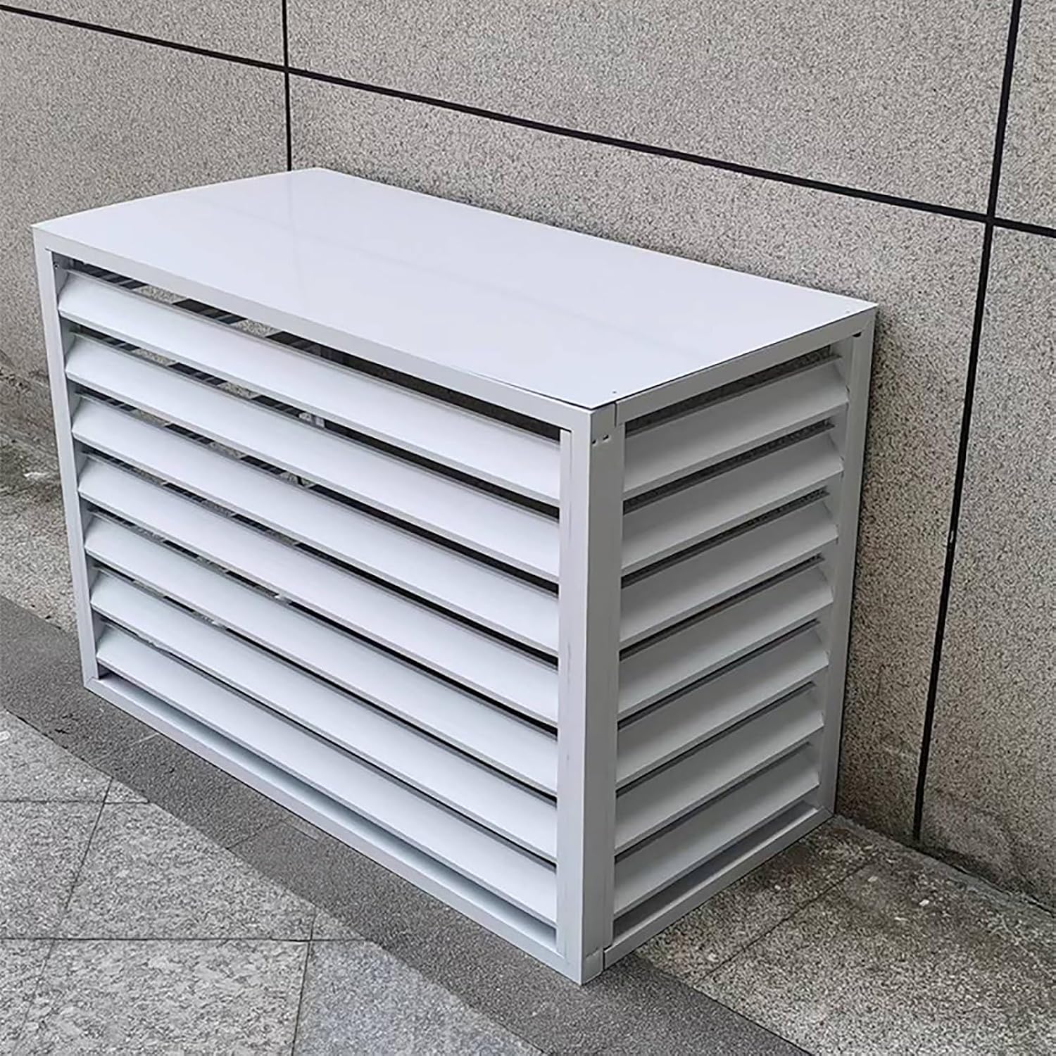 GENERIC Housse De Protection En Aluminium Pour Climatiseur Et Pompe à Chaleur, Résistante Aux Intempéries, Blanc Et Gris, 110 Cm, Parfaite Pour Une Protection Toute L'année