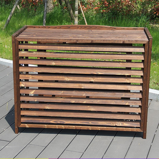  Housse De Protection Pour Climatiseur Extérieur En Bois Massif Pour Unités De Climatisation, écran Décoratif En Bois Et Support De Fleurs Résistant Aux Intempéries Pour Unité De Climatisation