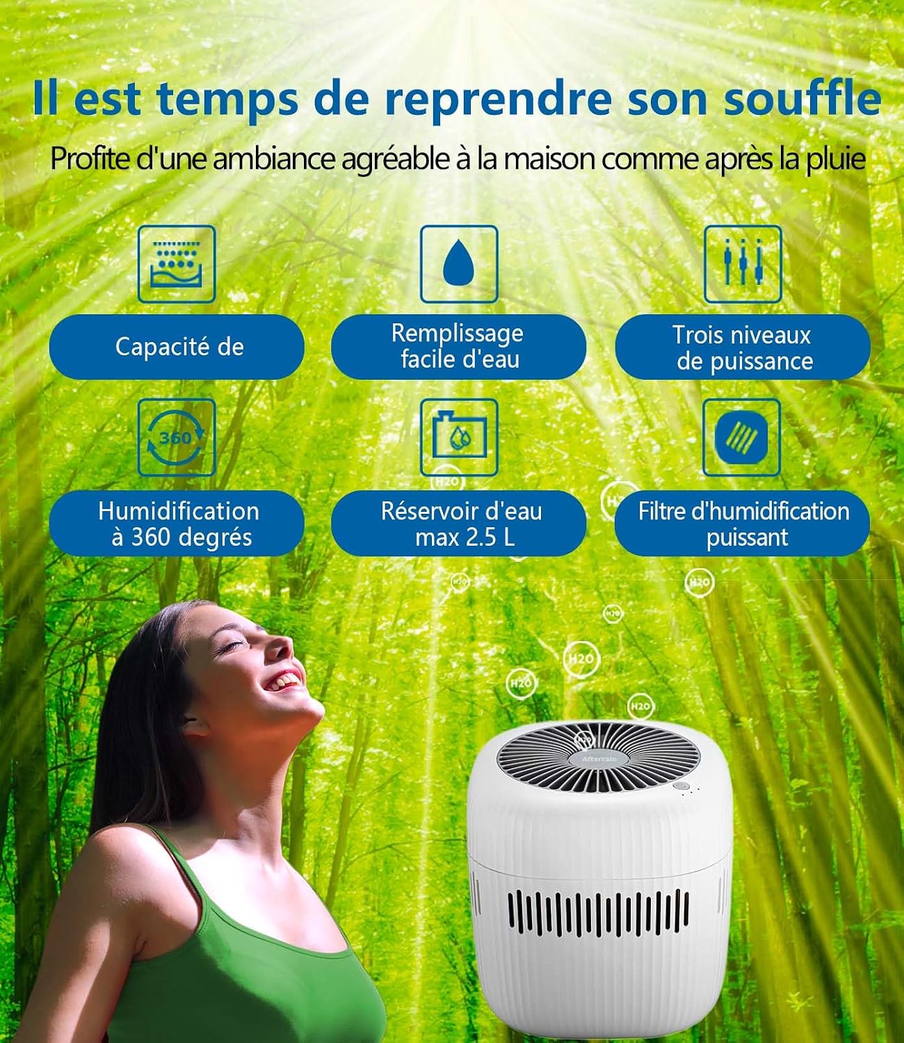  Mini Humidificateur 2,5 Litres, Humidificateur D'air Pour Chambre à Coucher, Bureau, Hôtel, Chambre à Coucher, USB, Sans Brouillard, Petite Chambre D'enfant, Batterie De Bébé
