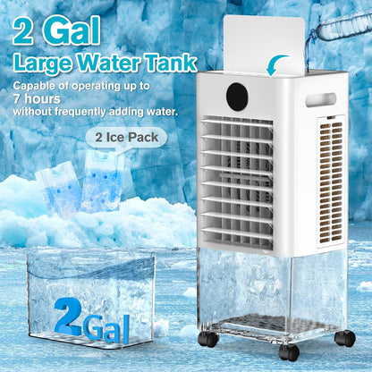  Climatiseur Portable Sans Fenêtre, Refroidisseur De Marais 3 En 1 Sans Canaux Avec Télécommande, Minuterie De 12 Heures Et Réservoir De 1 Gallon, 3 Modes, 2 Vitesses, Refroidisseur D'air