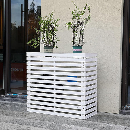 GENERIC Housse De Climatiseur Extérieur, Bois Massif Avec Support De Fleur, Protection De L'unité AC - Solution Résistante Aux Intempéries Et élégante Pour Climatiseurs Mobiles (couleur : Blanc)