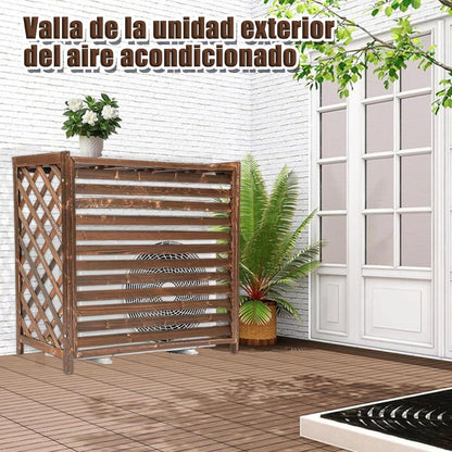  Housse De Protection Pour Climatiseur Extérieur En Bois Rustique, Installation Facile Pour Unité Extérieure, 105 X 47 X 80 Cm, Protection Pour Unité Climatique, Résistante Aux Intempéries, Décoration